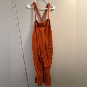 Women’s Rust Orange Wide Leg Overalls With Ties